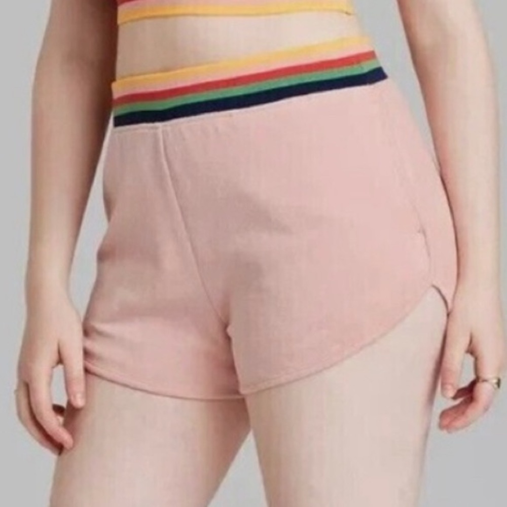 Wild Fable Mid-Rise Velour Retro Track Shorts - Pink